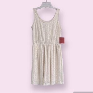 NWT Mossimo Cream Lace Tank Mini Dress Lined Size Medium